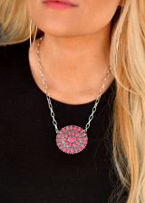 West & Co Necklace, Pink Cluster Pendant, 20" Chain