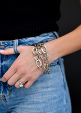 West & Co. Bracelet, 3 Strand Hammered Silver Chain