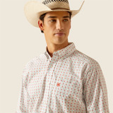 Men's Ariat L/S, Kade, White with Circle Print