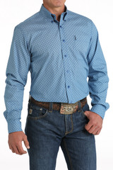 Men's Cinch L/S, Modern Fit, Royal Blue woith Dark Blue Print Men's Cinch L/S, Modern Fit, Royal Blue woith Dark Blue Print