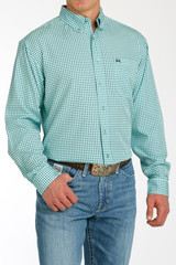 Men's Cinch L/S, ArenaFlex, Turquoise Print Men's Cinch L/S, ArenaFlex, Turquoise Print