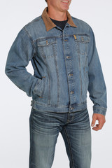 Men's Cinch Jacket, Denim with Brown Corduroy Collar Men's Cinch Jacket, Denim with Brown Corduroy Collar