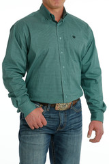 Men's Cinch L/S, Teal with Black Print Men's Cinch L/S, Teal with Black Print