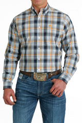 Men's Cinch L/S, Blue and Orange Big Plaid Men's Cinch L/S, Blue and Orange Big Plaid