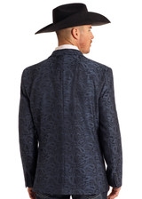 Mens Rock & Roll Sports Coat, Blue Paisley Jacquard