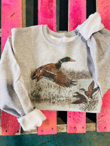 Women's LC Sweatshirt, Retro Duck Scene, Gray Women's LC Sweatshirt, Retro Duck Scene, Gray