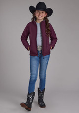 Girls Roper Jacket, Maroon Tech Fleece