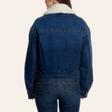 Women's Kimes Jacket, Leela, Denim with Sherpa Lining