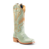 Women's Hyer Boots, Leawood, Robin's Egg Green Blue, Brown Stitching