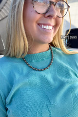 Rowdy Crowd Necklace, Western Pearls, Dark Silver