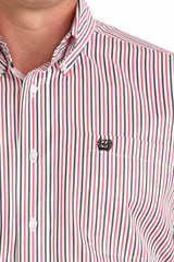 Men's Cinch L/S, Red, Black and White Pinstripe