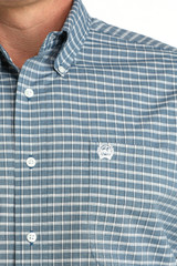 Men's Cinch L/S, Blue Mini Plaid