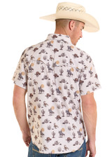 Men's Rock & Roll S/S, Natural, Desert Cowboy Print, Snaps