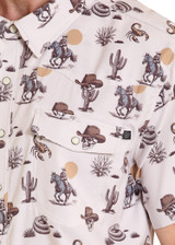 Men's Rock & Roll S/S, Natural, Desert Cowboy Print, Snaps