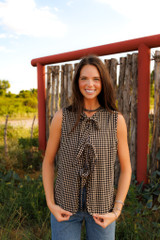 Women's HH Vest, Black and Cream Gingham Plaid, Ties