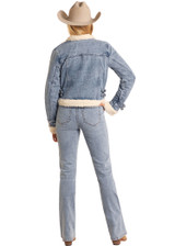 Women's Rock & Roll Jacket, Denim with Sherpa Lining