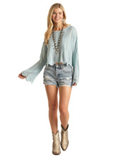 Women's Rock & Roll L/S Sweater, Powder Blue