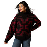 Women's Ariat Sweater, Nala, Black with Red Aztec