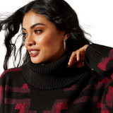 Women's Ariat Sweater, Nala, Black with Red Aztec