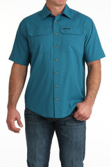 Men's Cinch S/S, Teal ArenaFlex, Double Chest Pocket