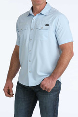Men's Cinch S/S, Camp Collection, Solid Blue with Snaps and Yoke