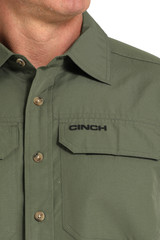 Men's Cinch S/S, ArenaFlex, Solid Olive Vented