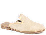 Women's Roper Shoe, Hampton Mule, Beige Suede with Toe Bug Stitch