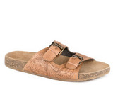 Women's Roper Sandal, Desiree Tooled Two Strap