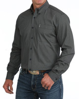 Men's Cinch L/S, Modern Fit, Brown with Navy Geometric Print