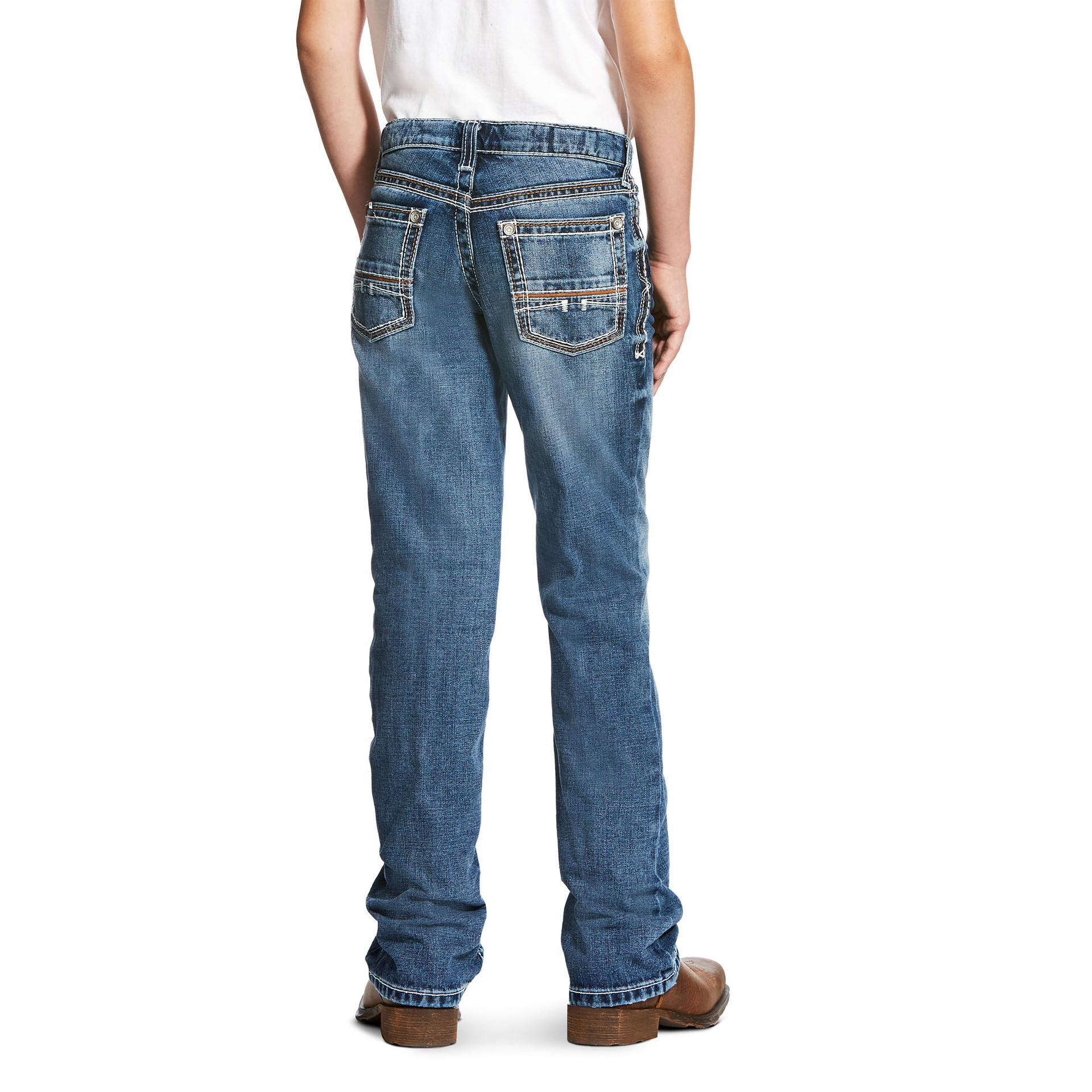 Boys Ariat Jeans, B4 Coltrane Durango, Medium Wash Bootcut Chick Elms