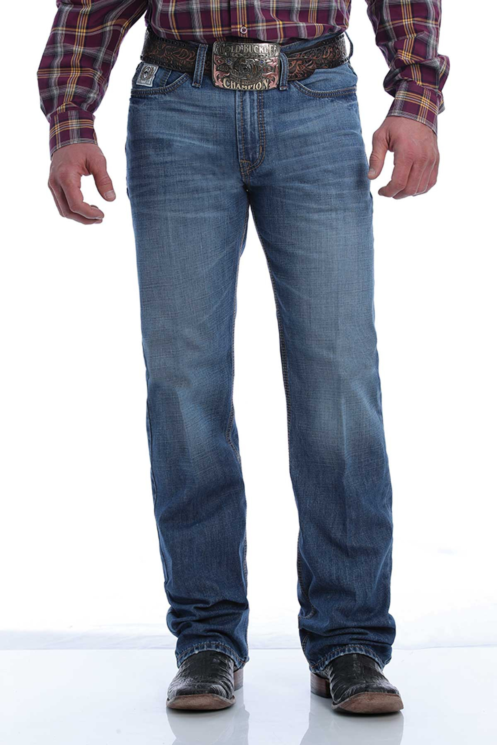 Men's Cinch Jeans, White Label, Medium Wash, Brown Stitch on Pocket ...