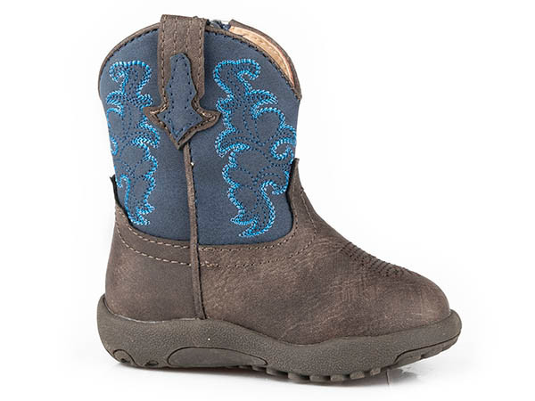 Infant Roper Boots, Blaze, Navy Shaft with Dark Brown Vamp Chick Elms