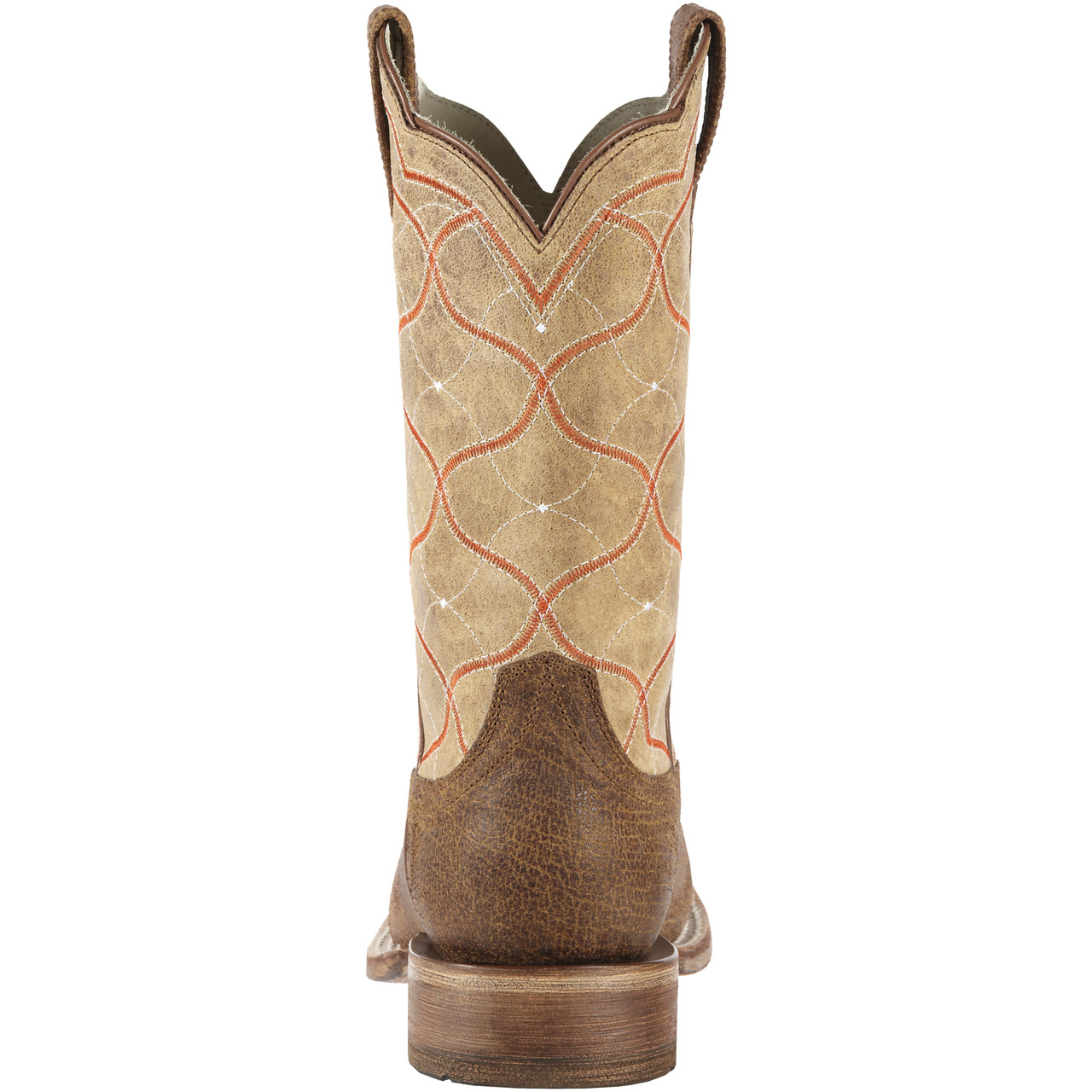 Men's Ariat Boot, Roughout Vamp, Tan w/ Orange Stitch Chick Elms
