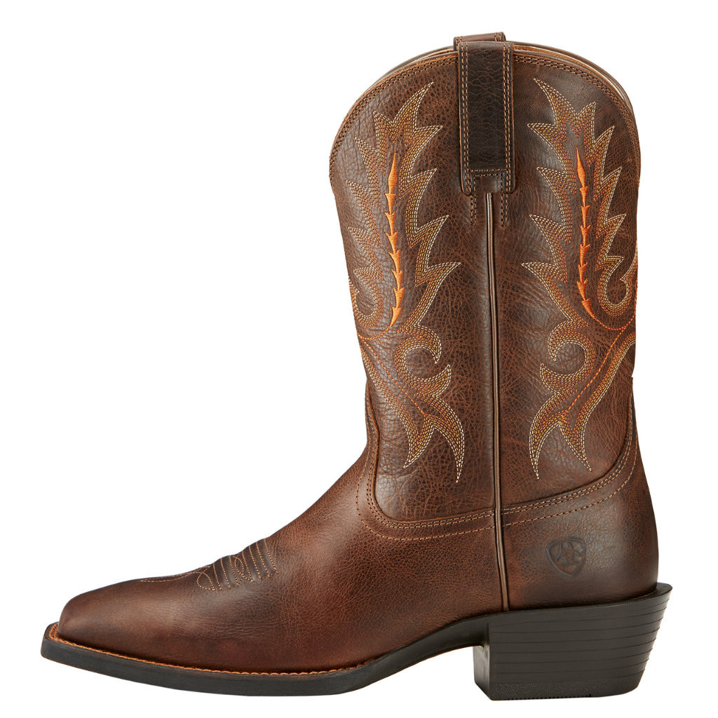 Ariat Boot, Brown w/ Orange Stitch 