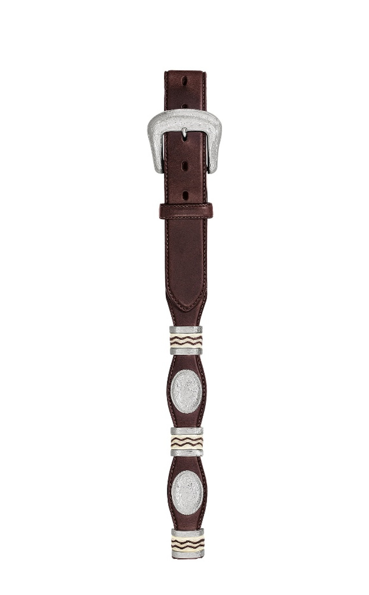 Men's Tony Lama Belt, Brown Scalloped, Conchos/Rawhide