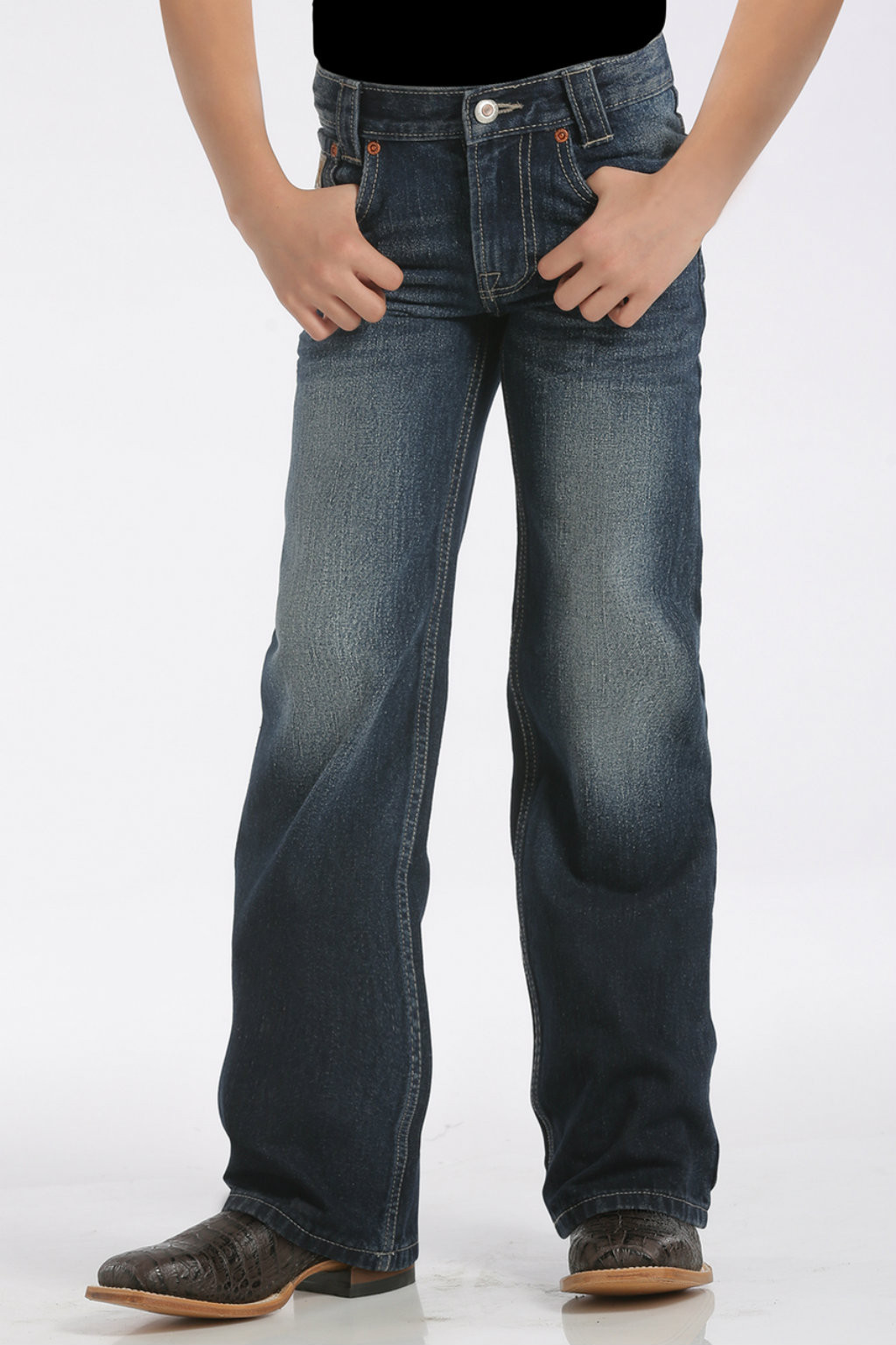 Kids Cinch Jeans, Carter II, Slim, Dark Stonewash Chick Elms Grand