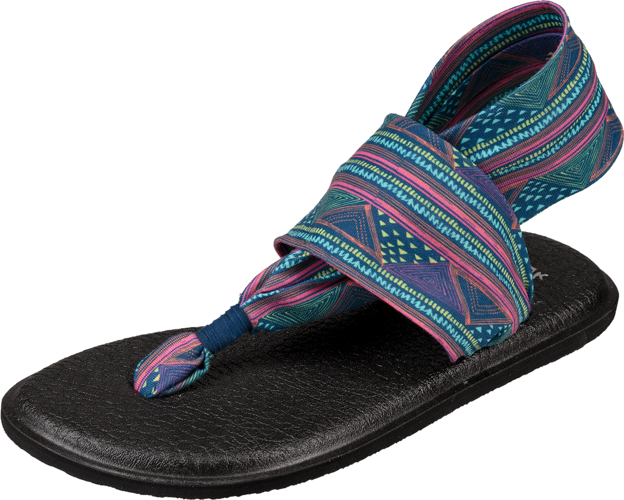 Women S Sanuk Flip Flop Yoga Sling Navy Geometric Print Chick