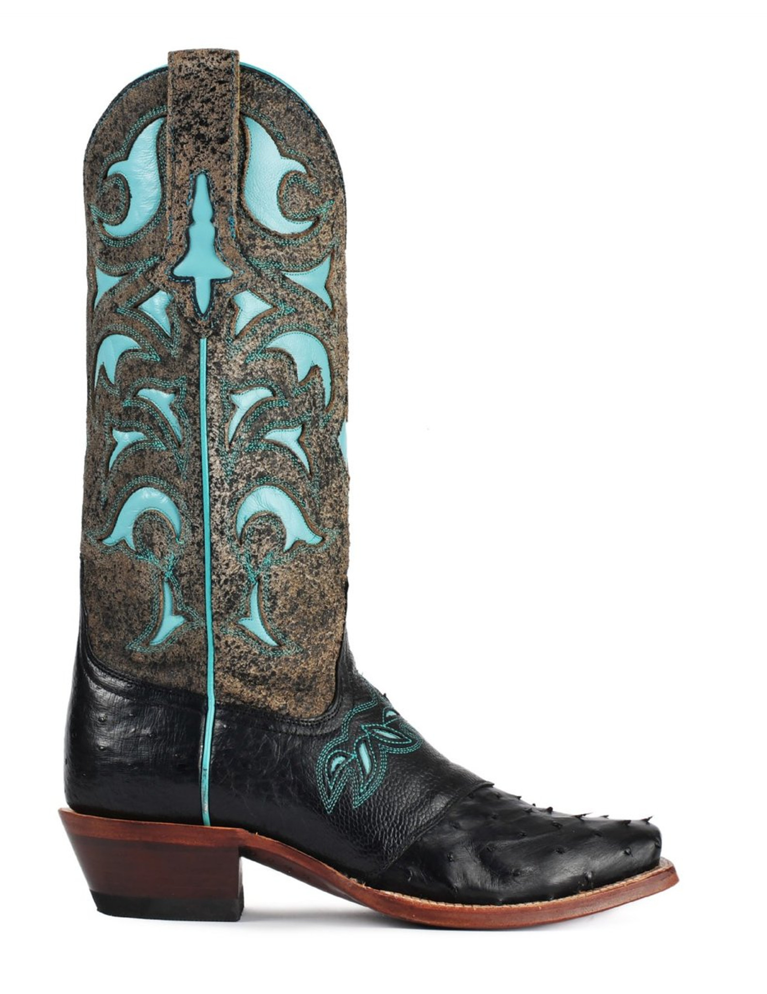 black and turquoise boots