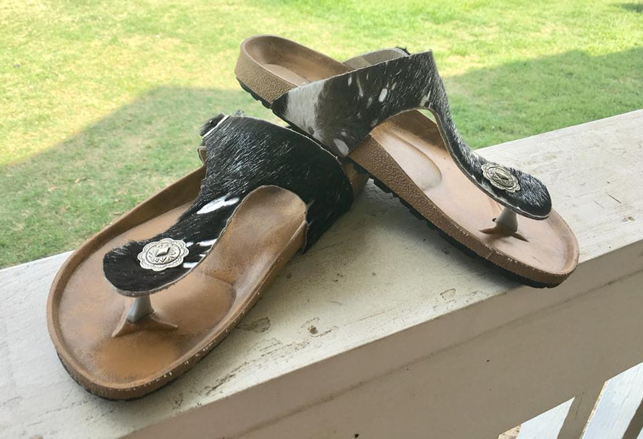 cowhide sandals