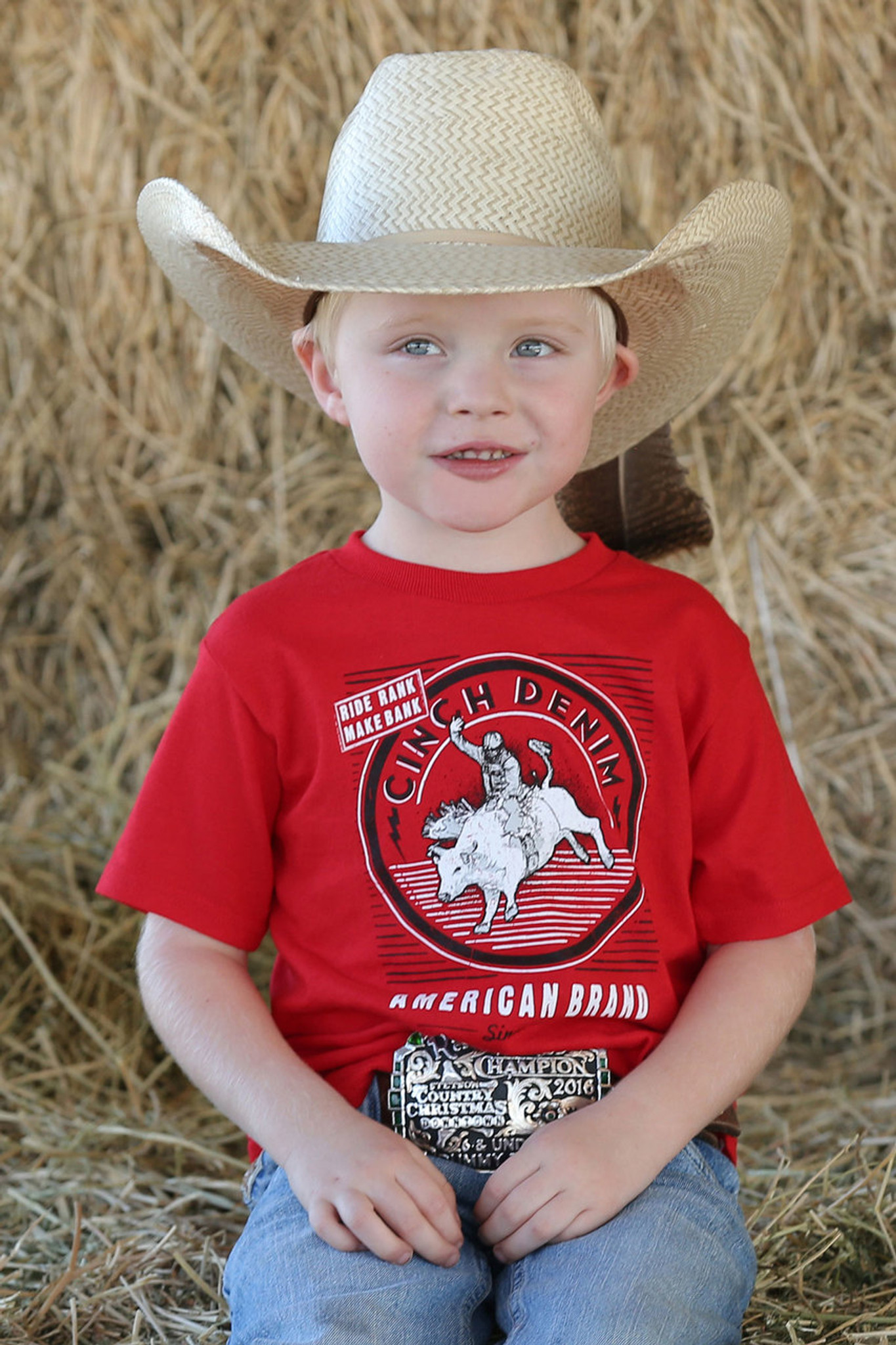 Infant Cinch Tee, Red with White Logo 