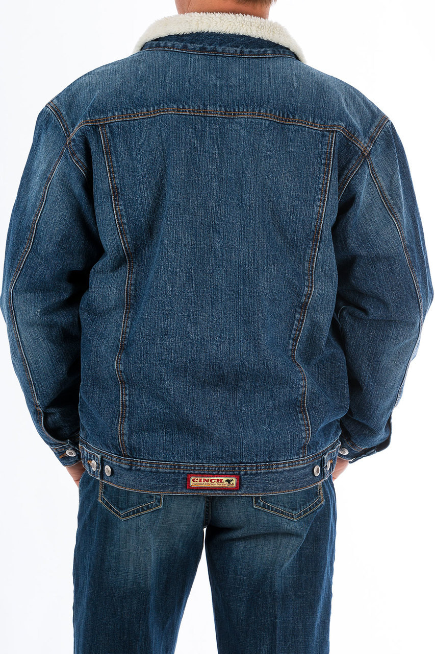 Men's Cinch Jacket, Denim with Sherpa Lining Chick Elms Grand Entry
