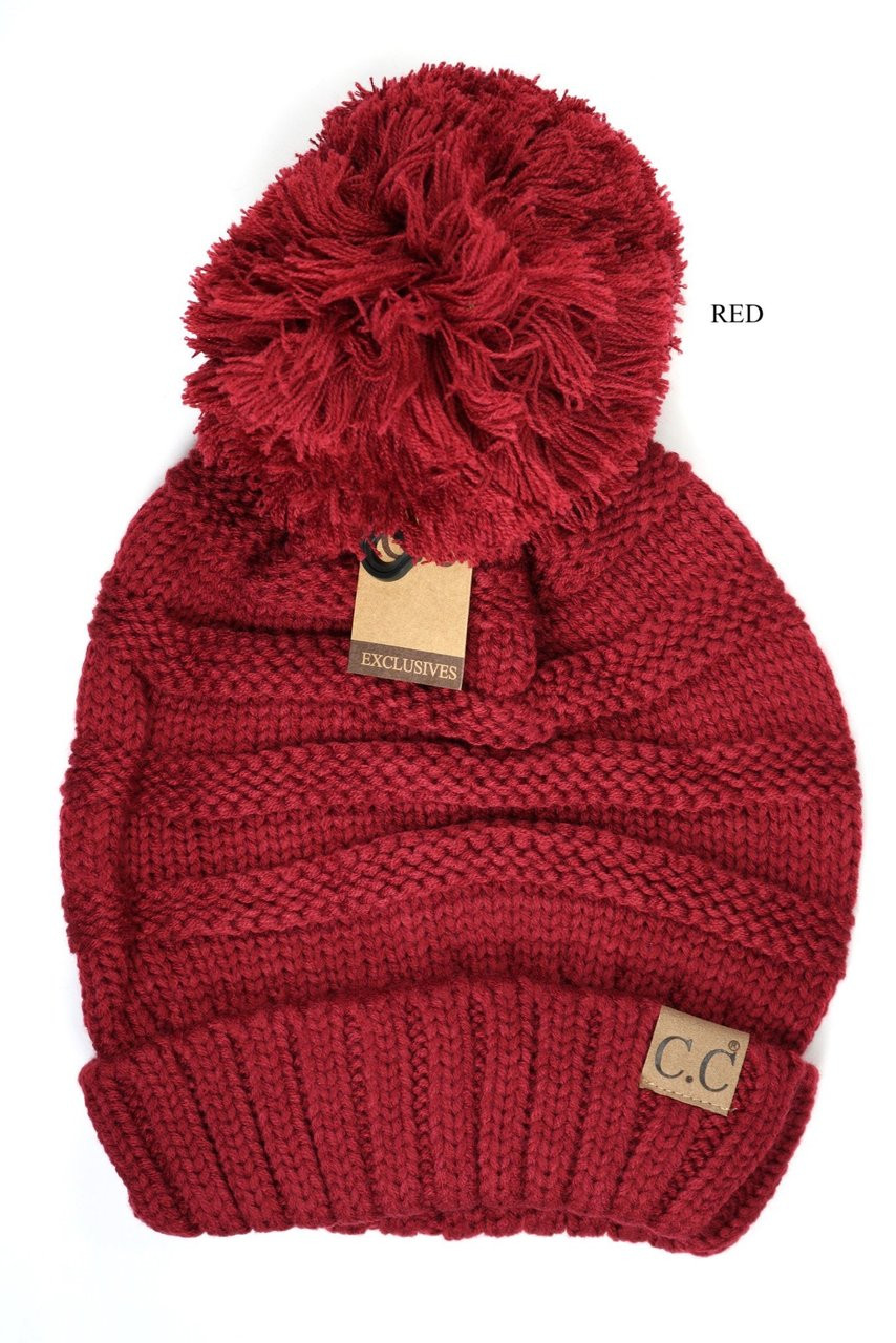 C.C. Beanie, Solid, Slouchy with Pom 