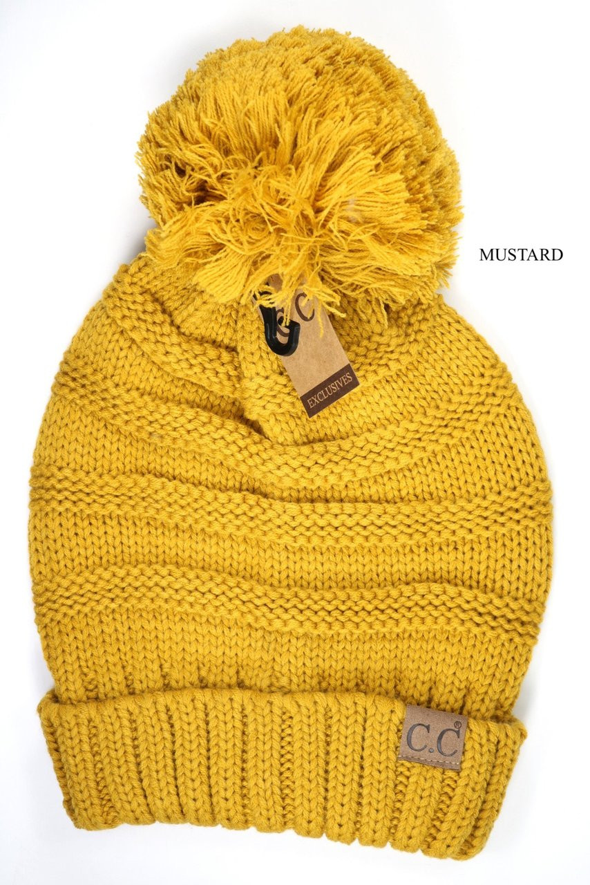 C.C. Beanie, Solid, Slouchy with Pom 