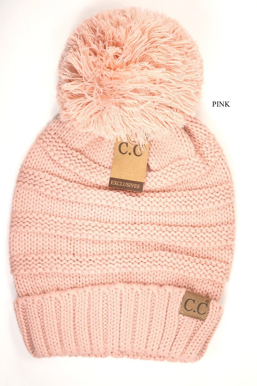 C.C. Beanie, Solid, Slouchy with Pom 