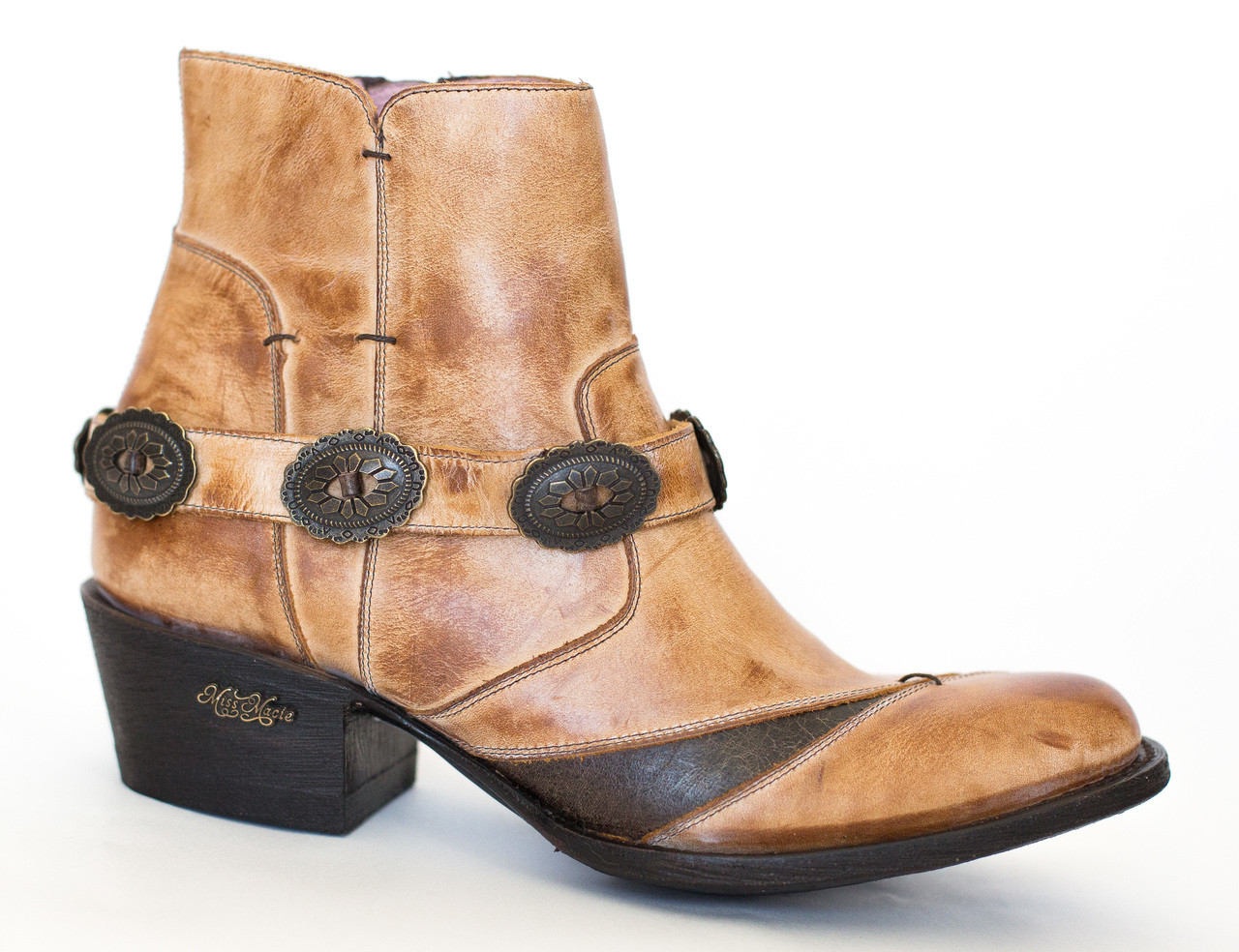 Women's Miss Macie Boots, Sunset Dancer, Tan Bootie, Conchos