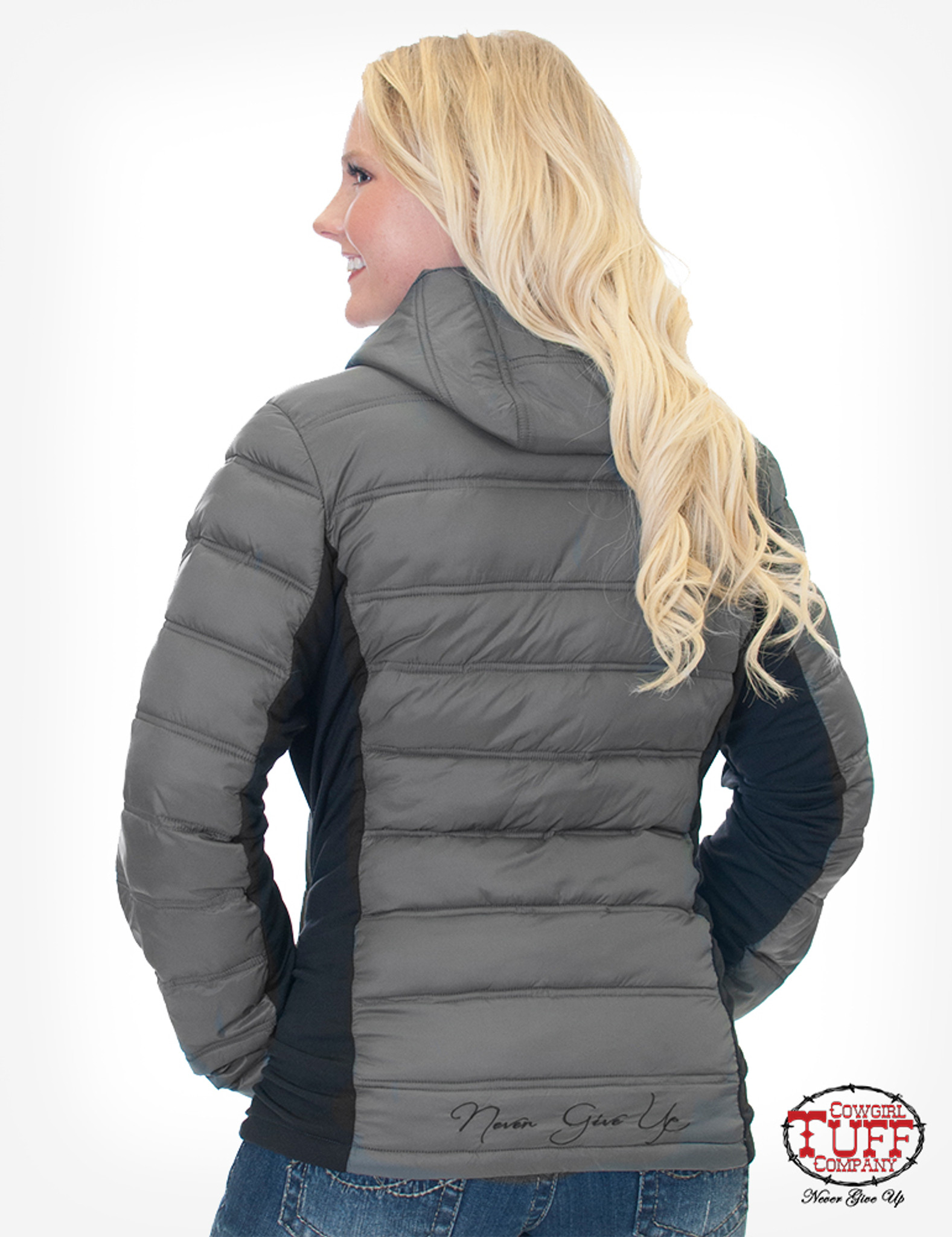 Womens Cowgirl Tuff Hoodie Gray Quilted Chick Elms Grand Entry Western Store And Rodeo Shop