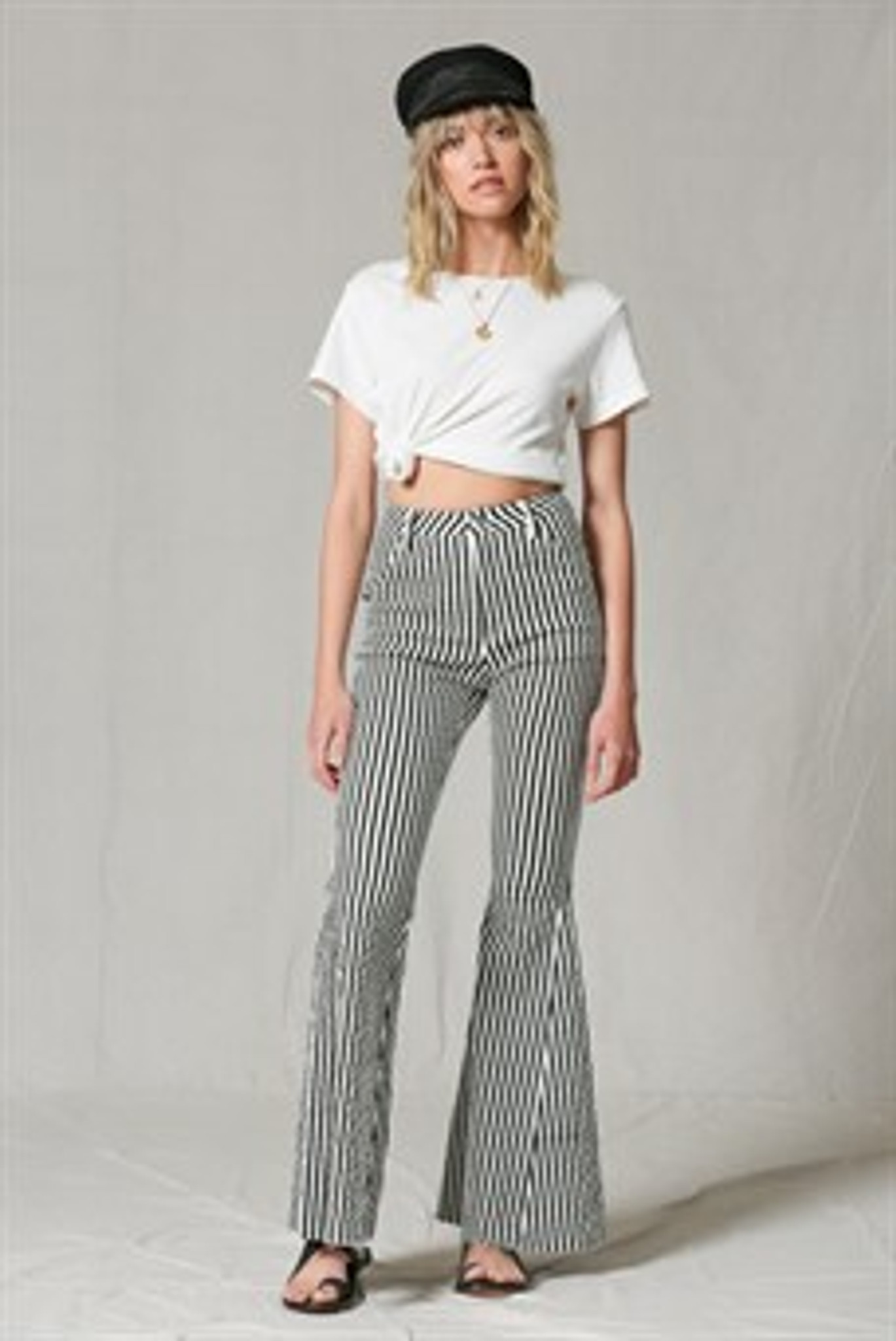 black and white striped jeans womens