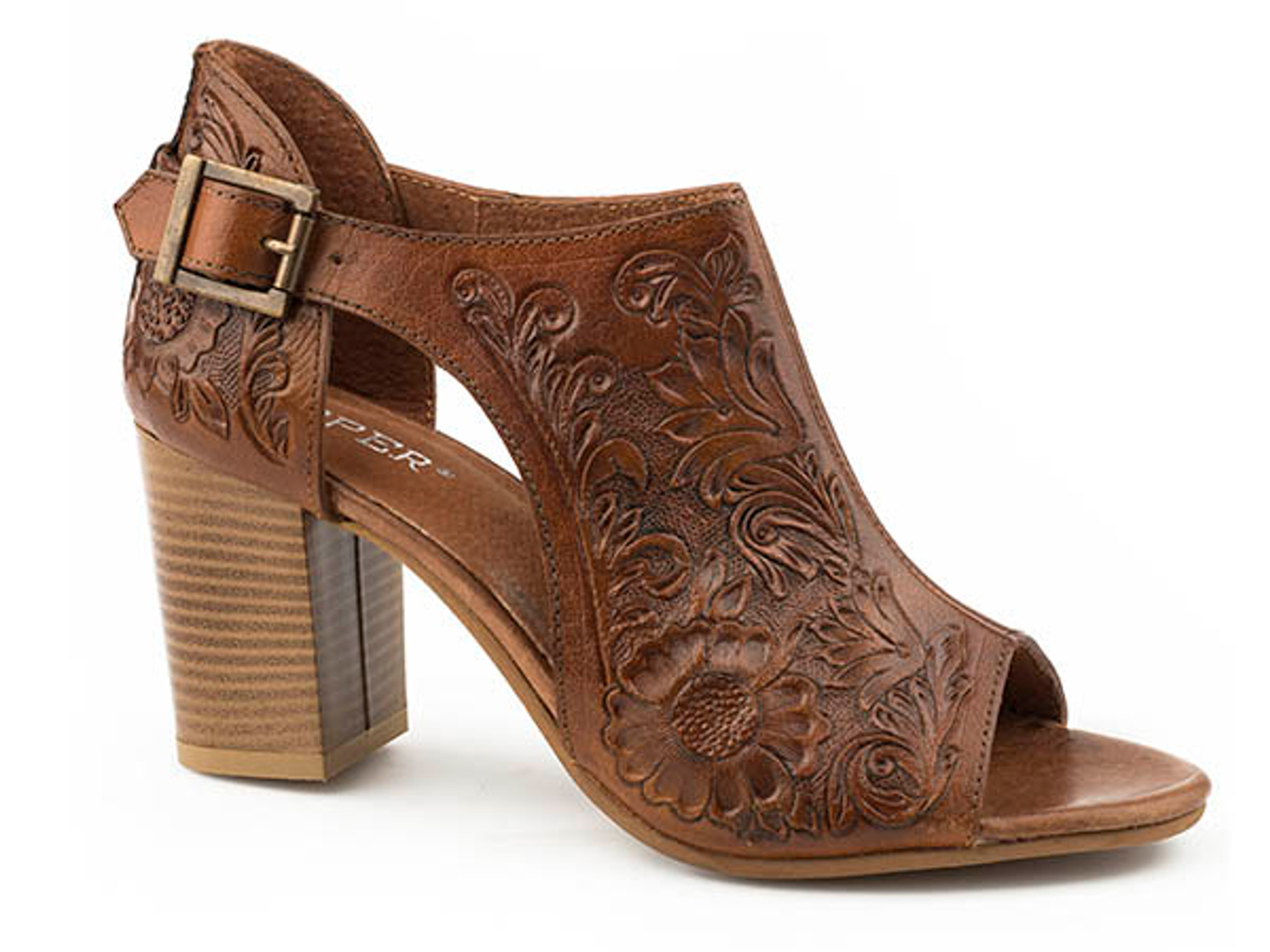 leather tooled heels