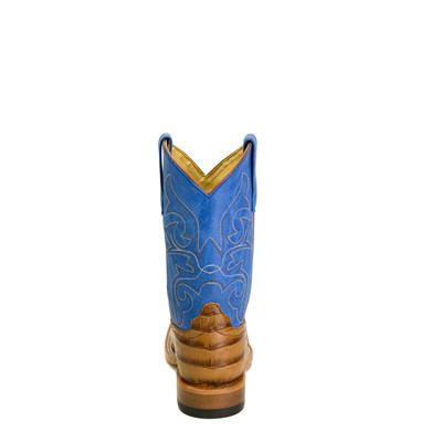 Kids Horse Power Boots, Blue Shaft with Toasted Caiman Print Chick