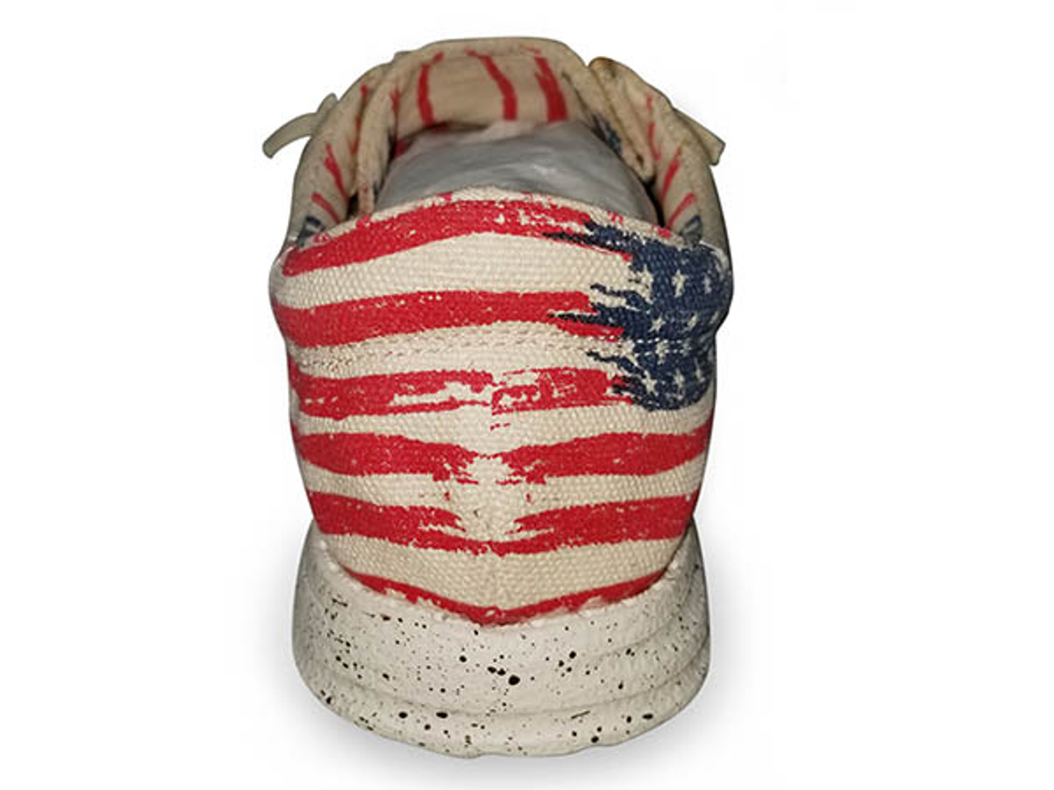 Kids Roper Shoe, Hang Loose, Beige Canvas with Flag Heel - Chick Elms